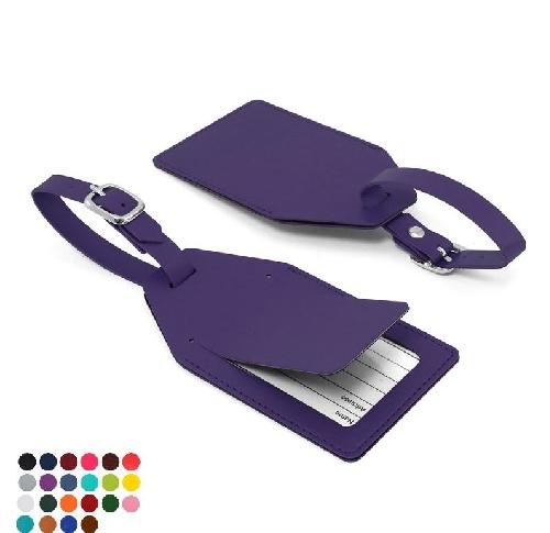 Promotional Belluno PU Angled Luggage Tags With Security Flap & Printed Address Card